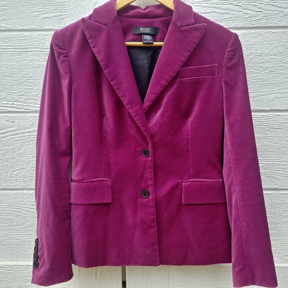 Y2K Body Victoria cotton velvet blazer jacket fuschia magenta pink size 4 - Picture 1 of 15